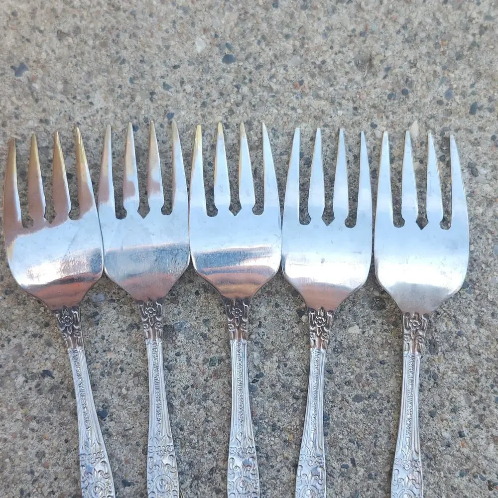 Oneida Northland Carolina Salad Forks Set Of 5 Stainless Korea Floral Flatware